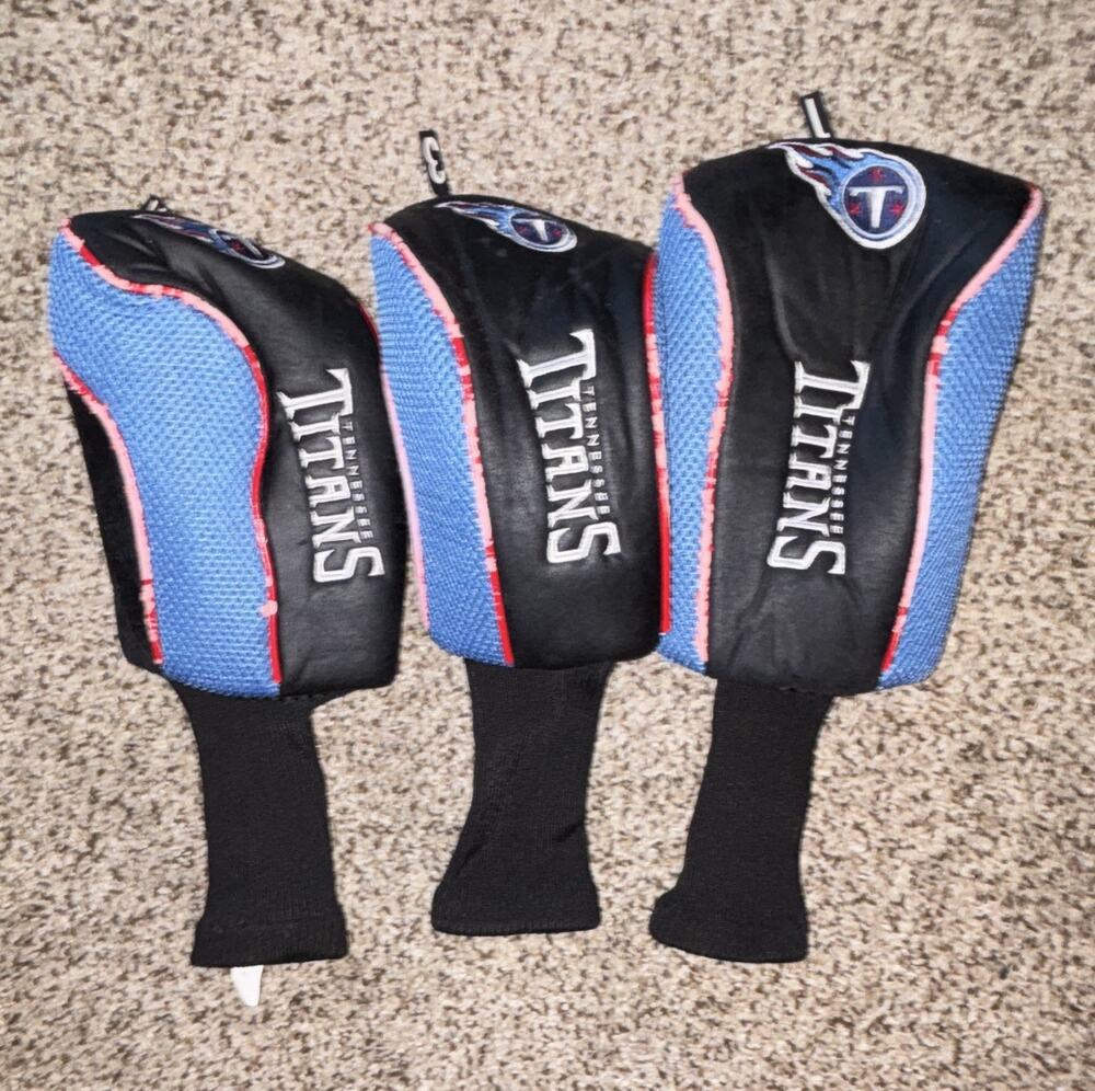 Tennessee Titans Golf Wood Head Covers Set of 3 Black Blue Red
